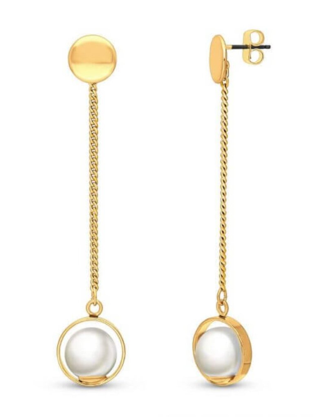 Gold-Tone Simulated Pearl Open Circle Dangle Earrings